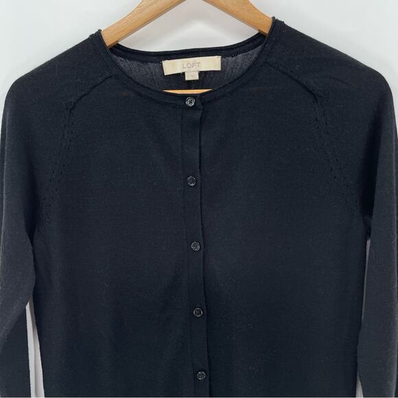 Loft Signature Cardigan Wool Blend Soft Button Front Sweater Size S Lightweight - Picture 3 of 9